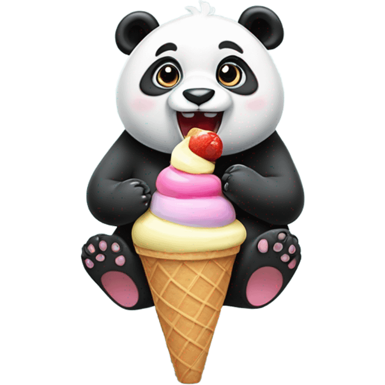 Panda eating ice cream emoji