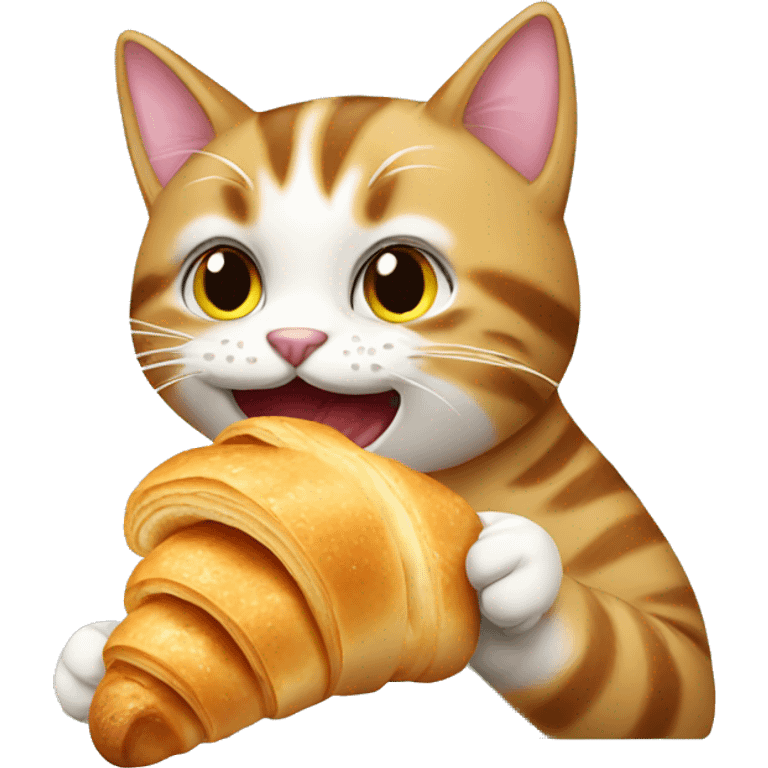 A cat eating croissant  emoji