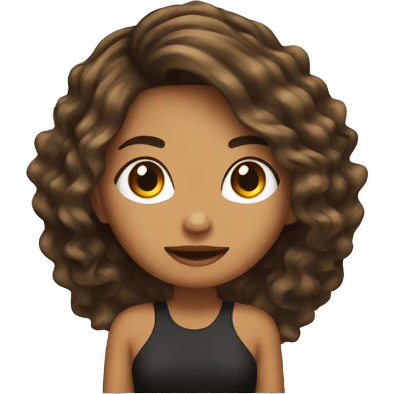 Chica de cabello muy largo color café  emoji