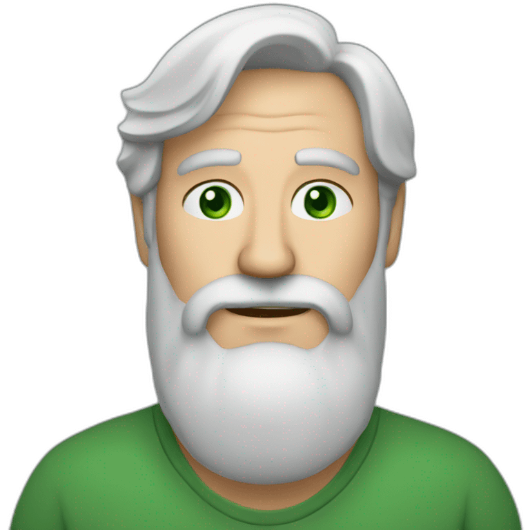 Gray haird 60 years old man with beard and green eyes emoji