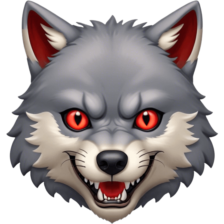 Evil Aggressive Grey Wolf with red eyes emoji