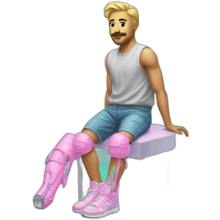 Vaporwave person with prosthetic leg  emoji