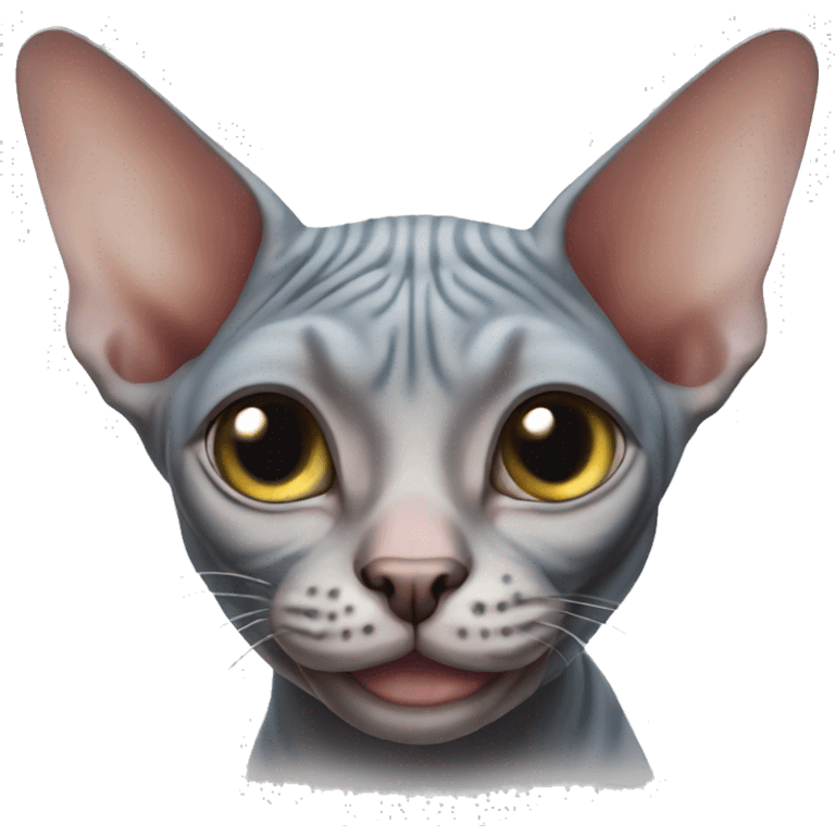 A very smiling sphynx cat emoji