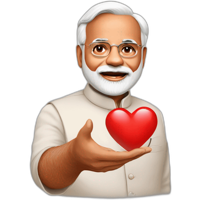 Narendra Modi with heart in hand emoji