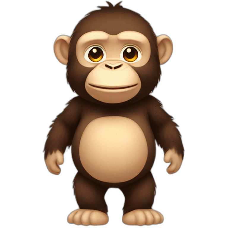 Cute plush fat chimp full body emoji