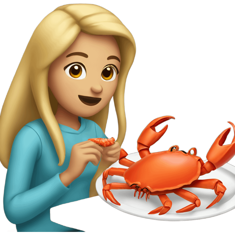 Girl eating crab legs emoji