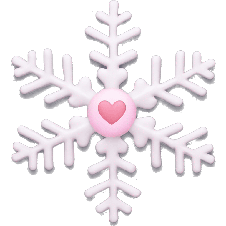 Snowflake with a light pink heart in the middle ￼ emoji