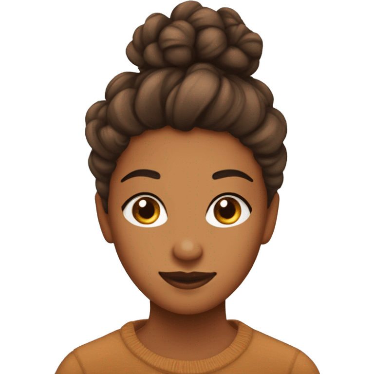 Pretty caramel skin with curly messy bun and edges emoji