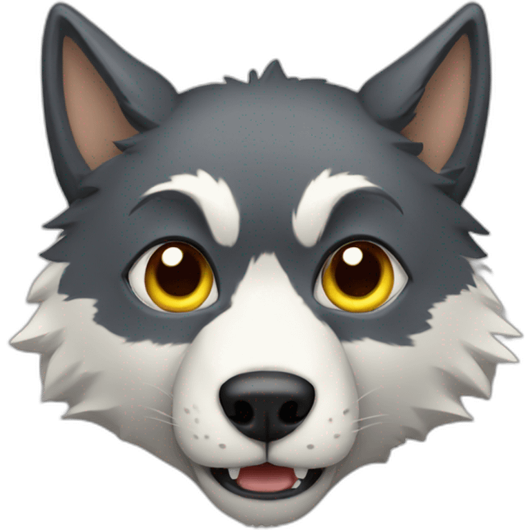 Wolf with cat head emoji