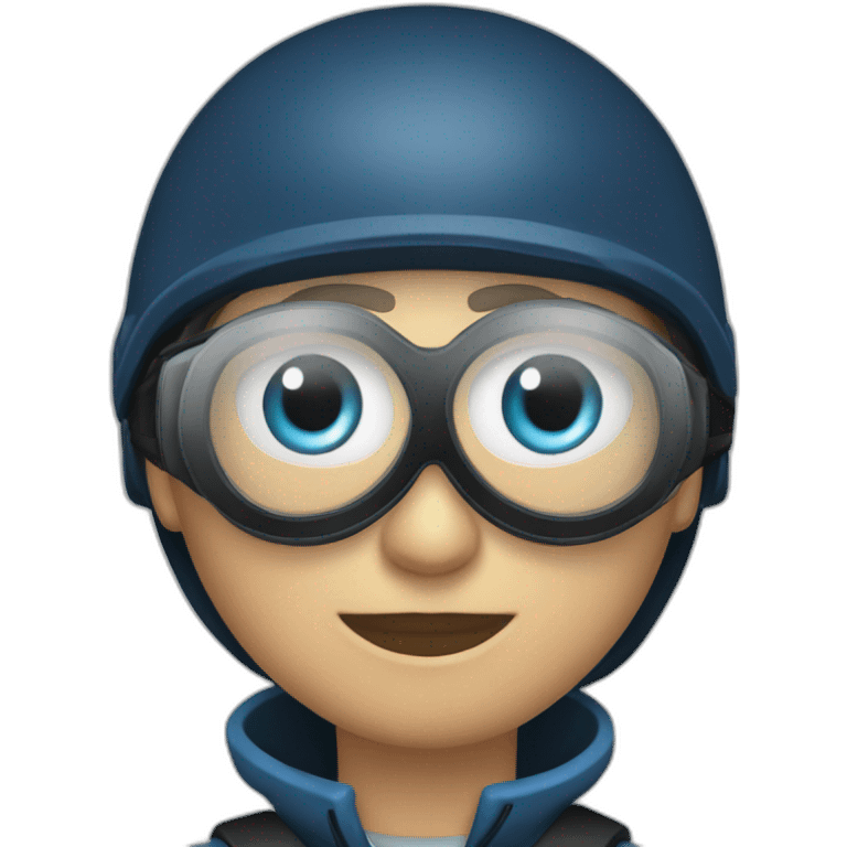 ojos azules y pelo negro con casco de seguridad emoji