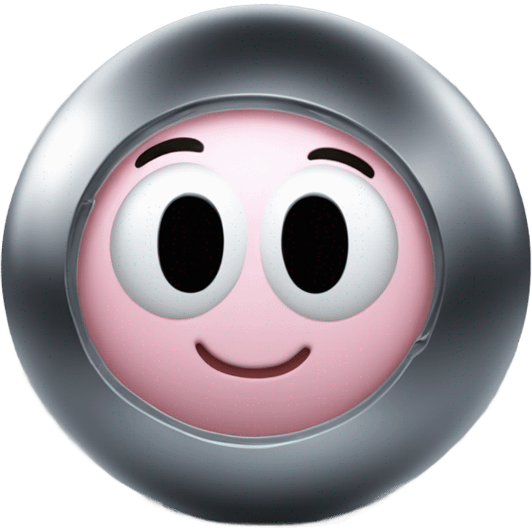 Metal cute black eyes Kirby ball driving on 4 car wheels emoji