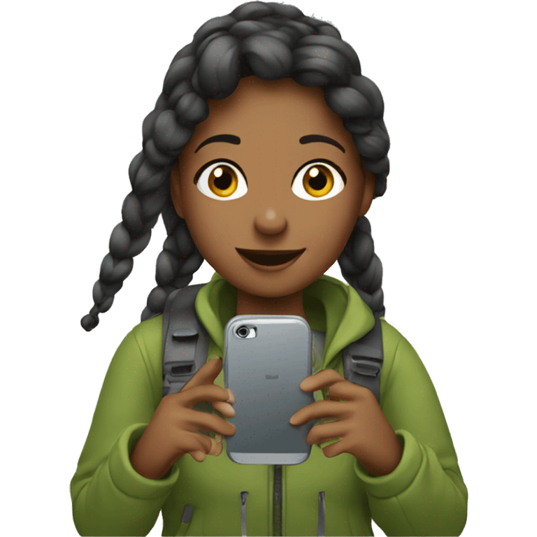 outdoor girl with smartphone emoji