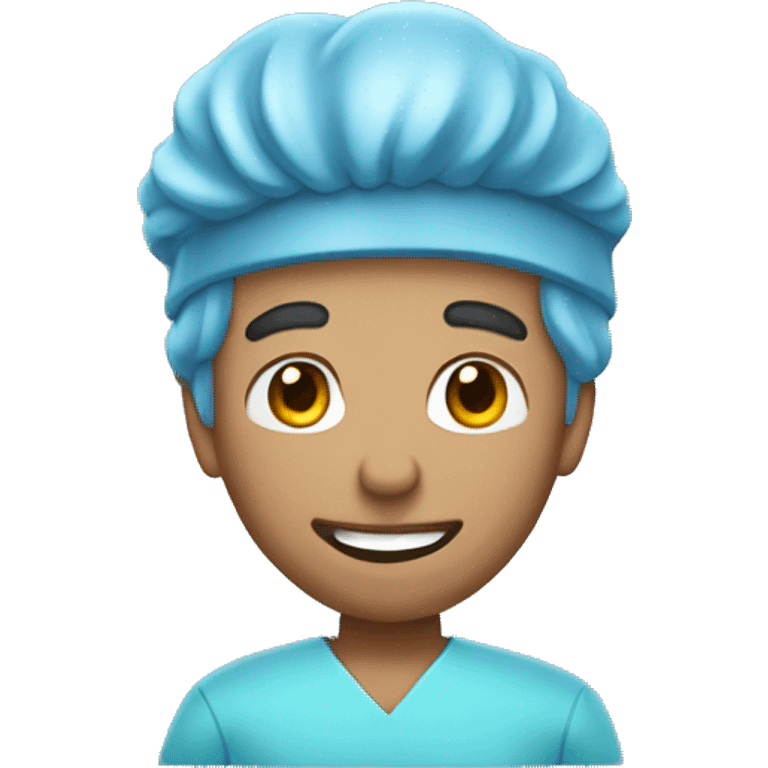 Large male dentist wearing blue scrubs  emoji