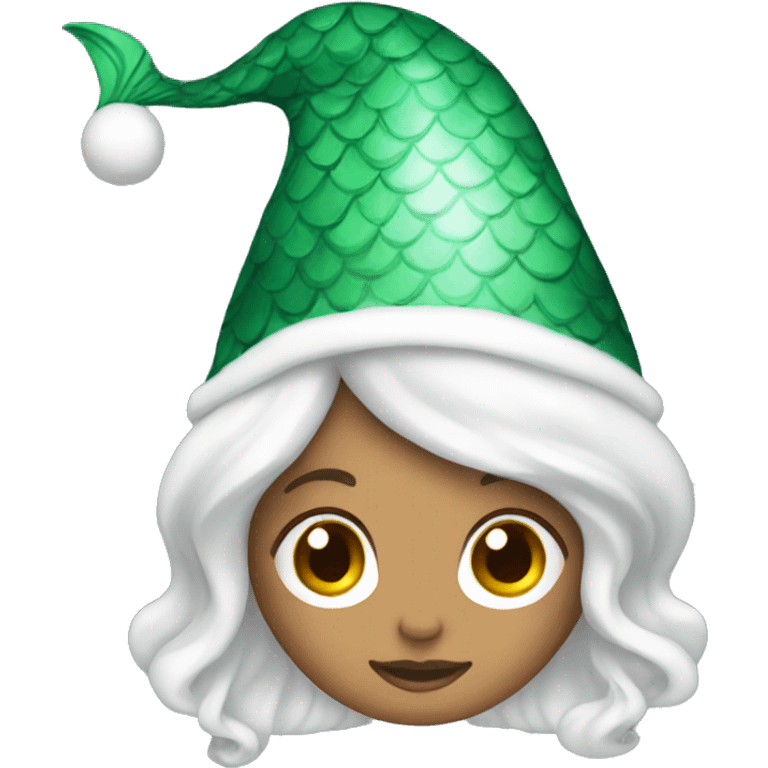 White Mermaid wearing a Christmas hat emoji