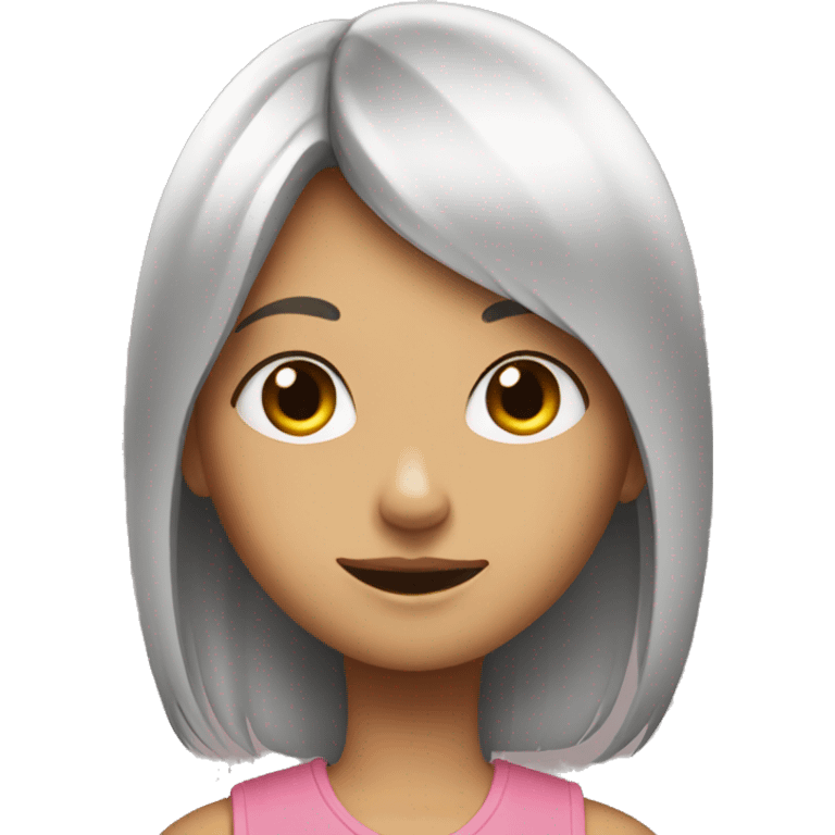 a girl with momo face emoji