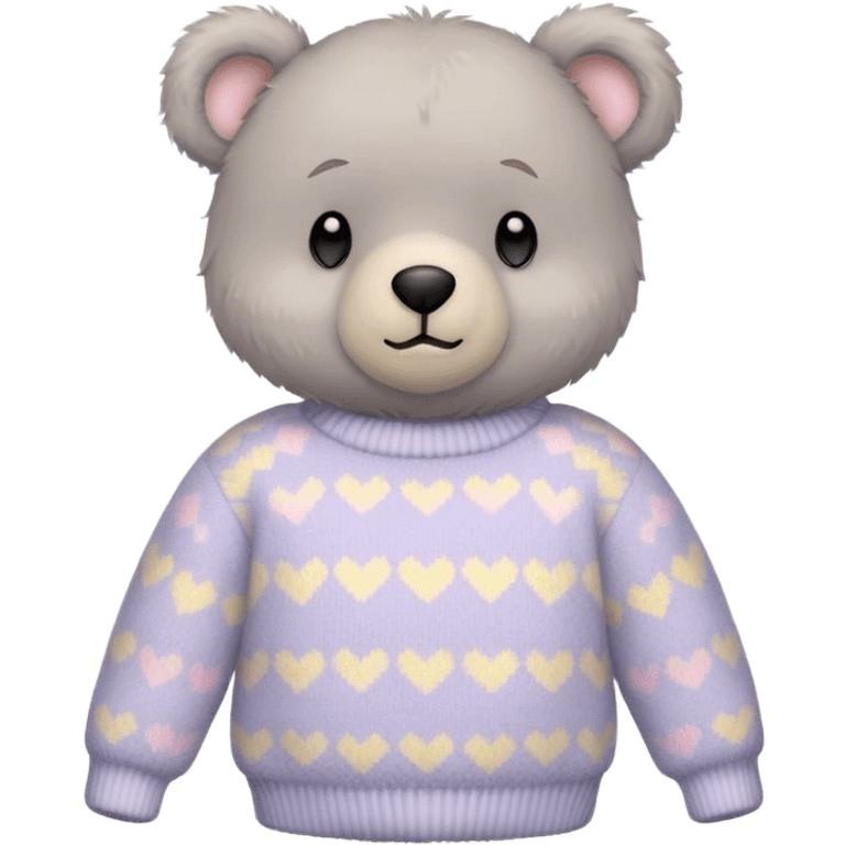 
gray teddy bear in a pastel sweater emoji