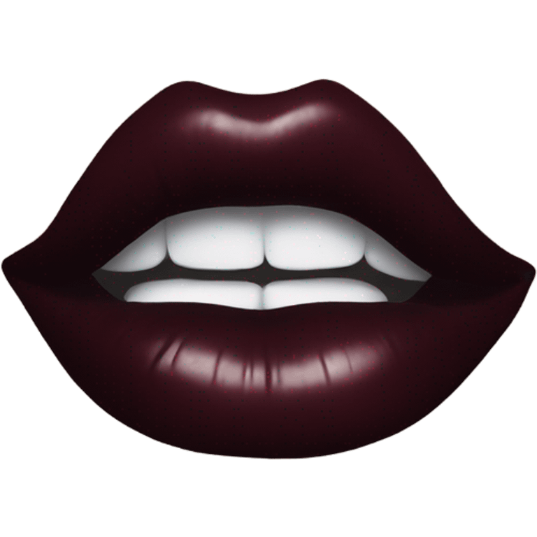 dark burgundy lipstick kiss print emoji