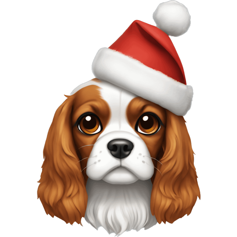 Cavalier King Charles with christmas hat on  emoji