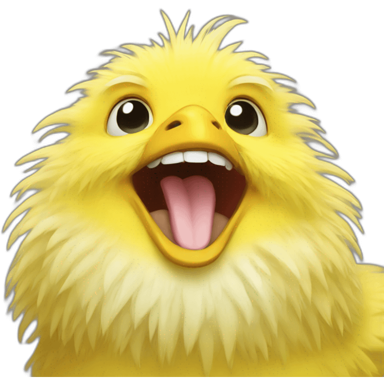 yellow fluffy chick laughing funny emoji