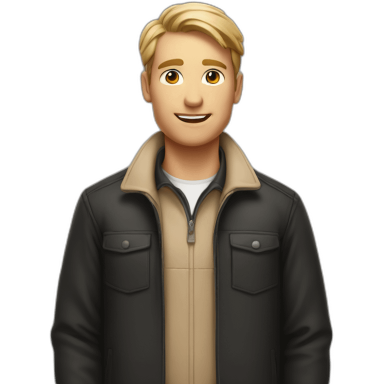 Cooper delivery man in black and beige clothes emoji