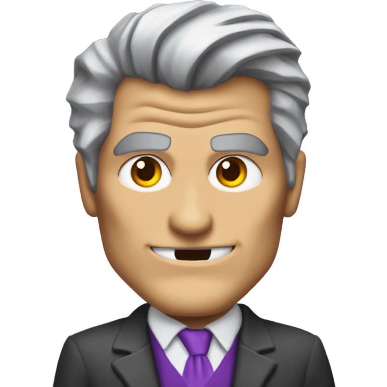 two-face, harvey dent, batman villian, right side of face purple, grey hair emoji