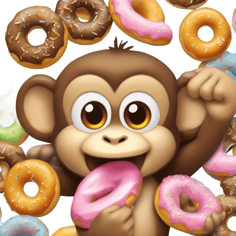 a baby monkey eating donuts emoji