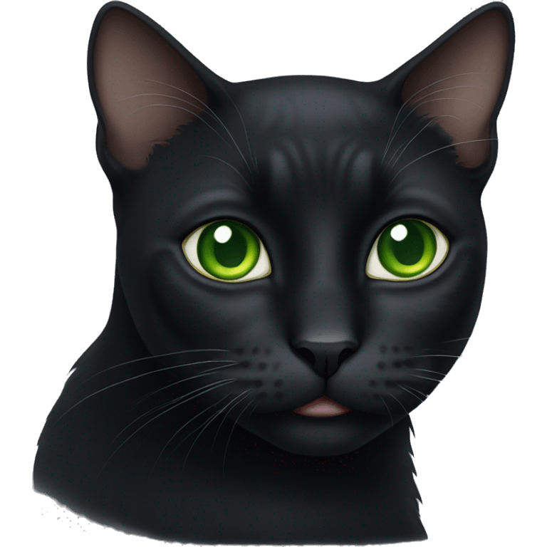 Black cat with white chin and green eyes emoji