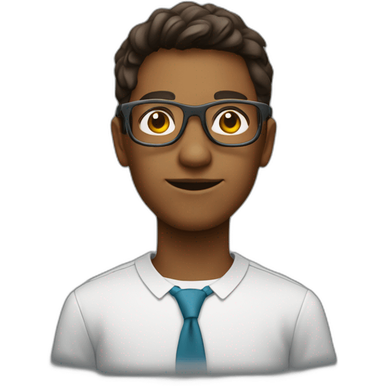 a young man with smart glasses inteligent emoji