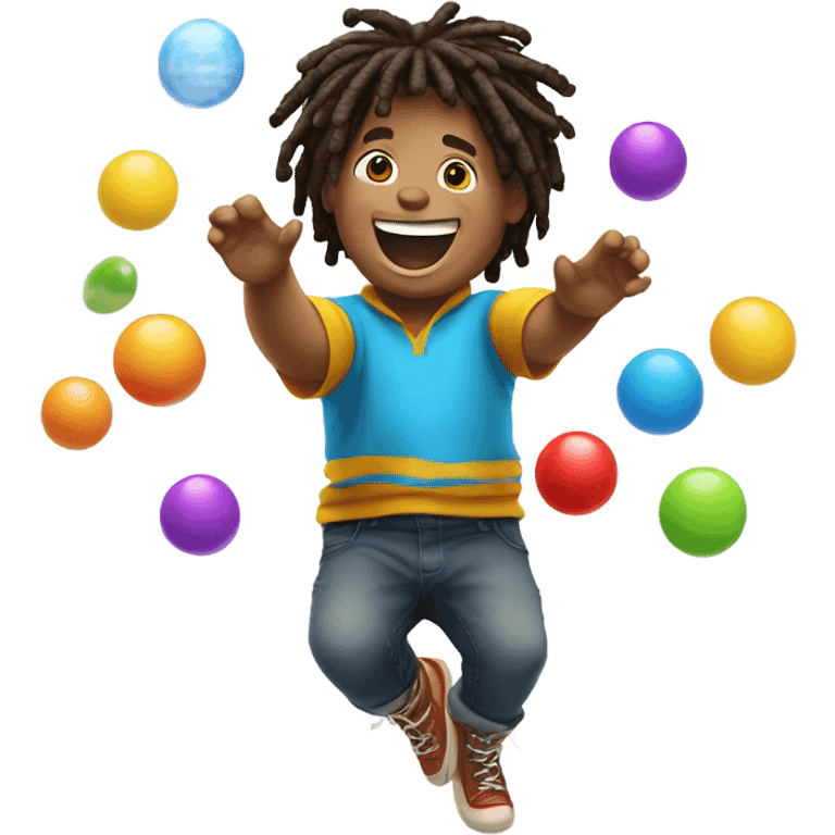 fat brown boy juggling with dreads emoji