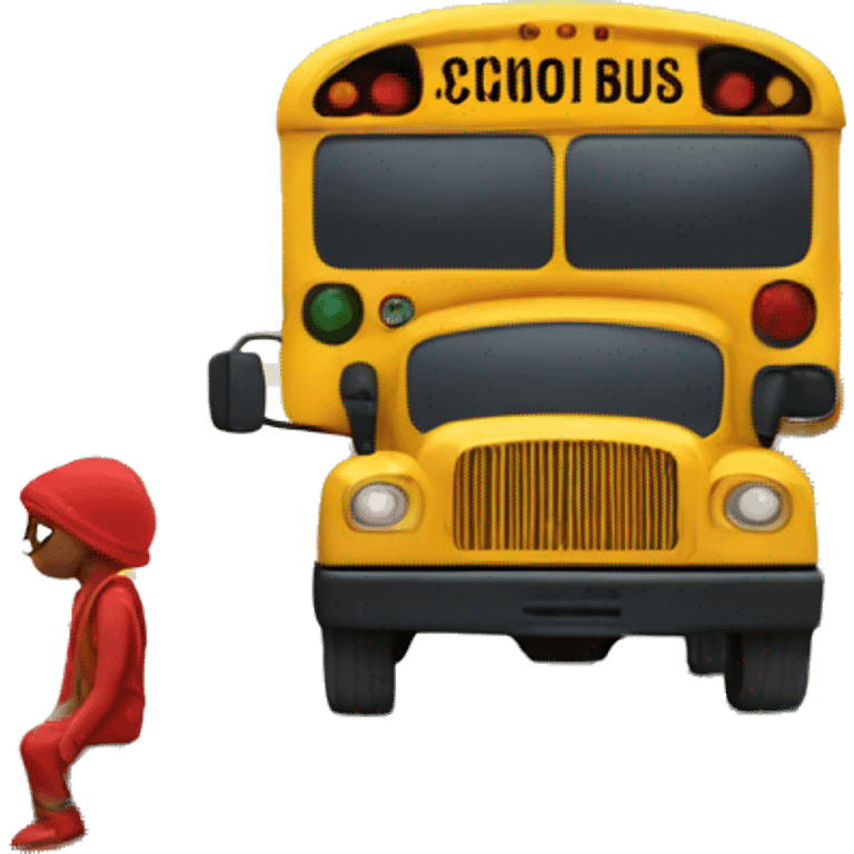 Red man watching a school bus emoji