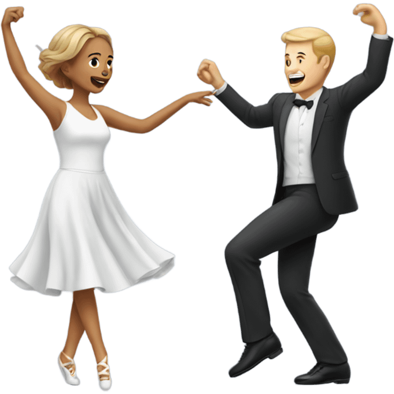  woman and white man learning to dance emoji