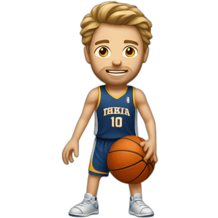 white guy playing basketball but very bad emoji