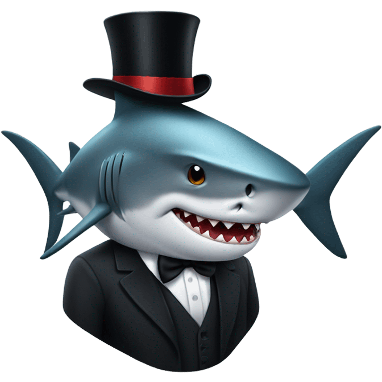 Shark with a top hat emoji