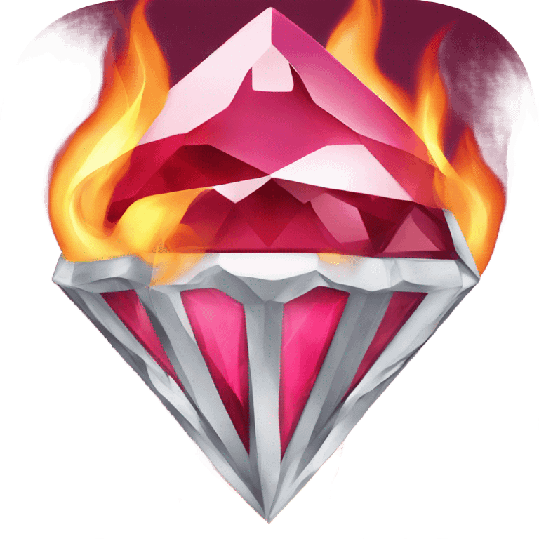 Ruby language diamond logo broken on fire emoji