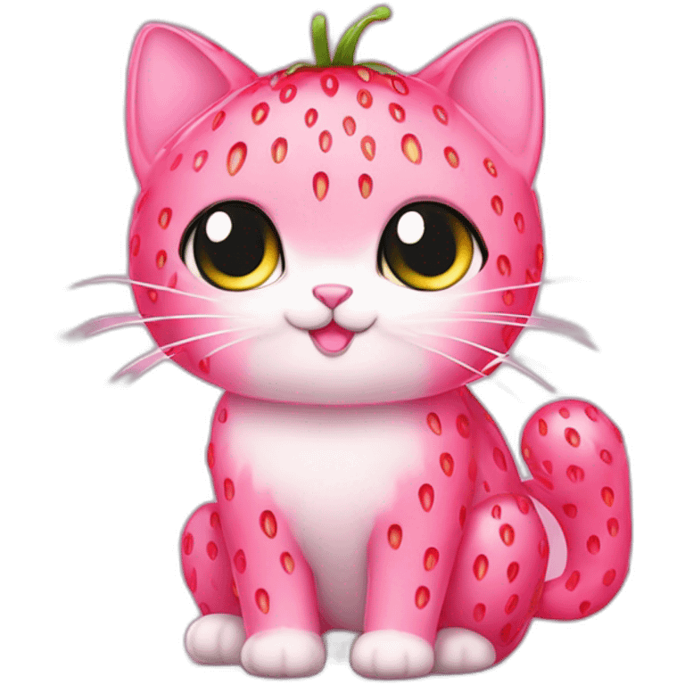 pink strawberry cat sparkles cute emoji