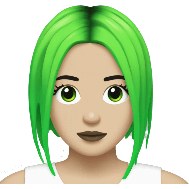 Billie Eilish neon green roots and black hair emoji