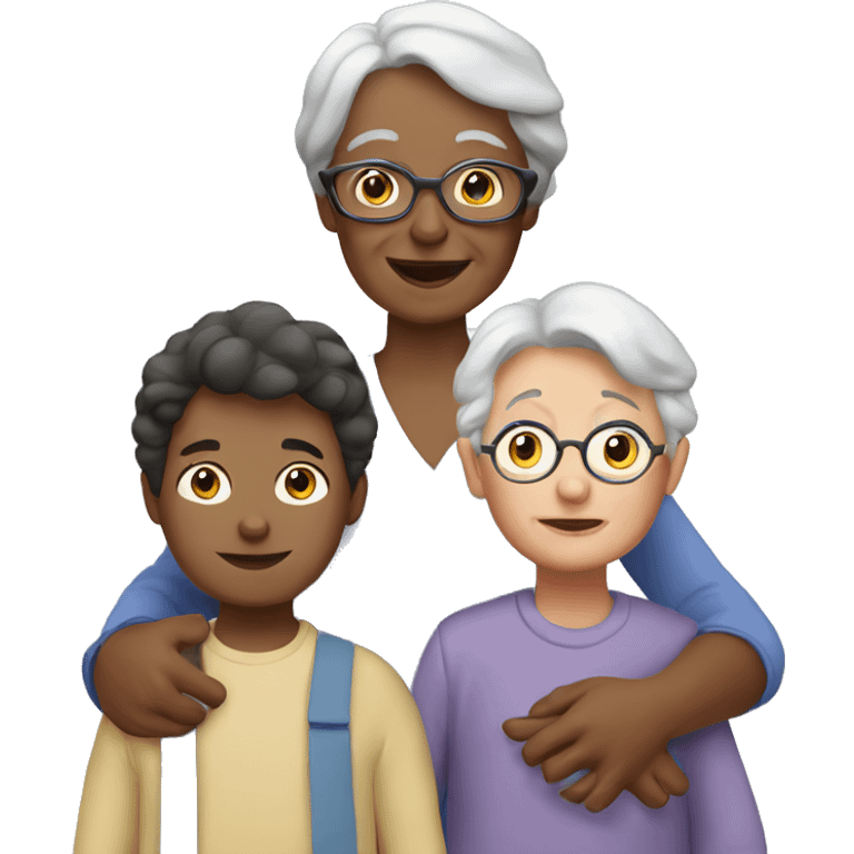 Grandma with a boy and girl emoji