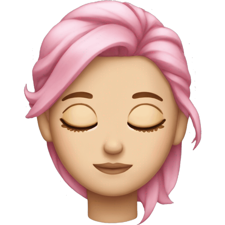 White girl with pink hair sleeping emoji