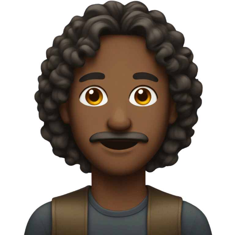 man with dark olive skin and long curls emoji