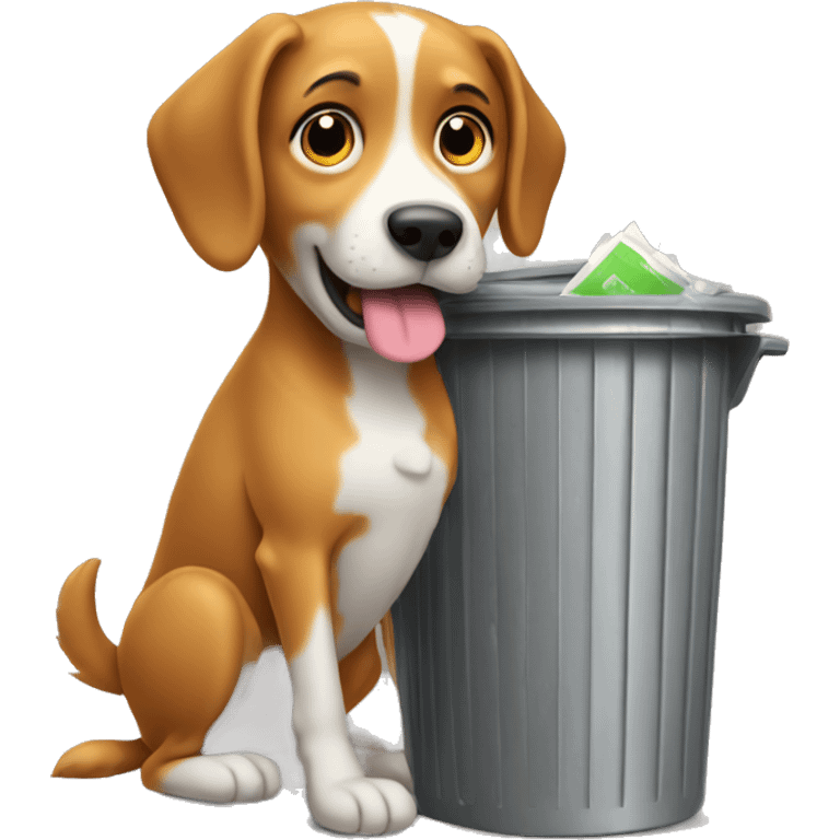 Dog getting in to trash can  emoji