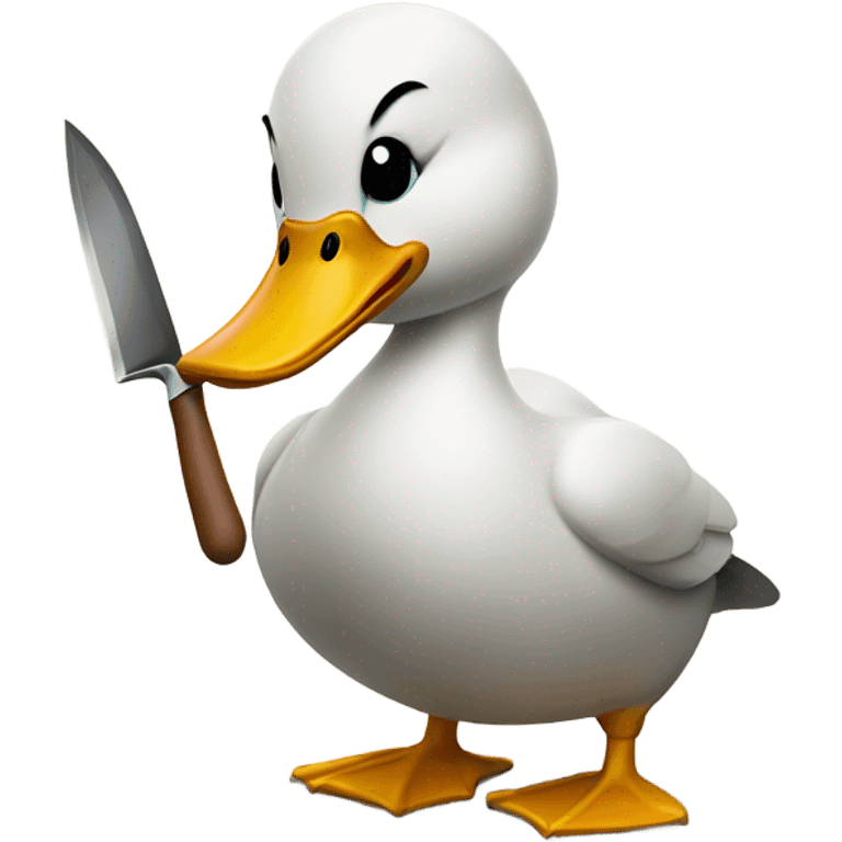 A duck holding a knife emoji