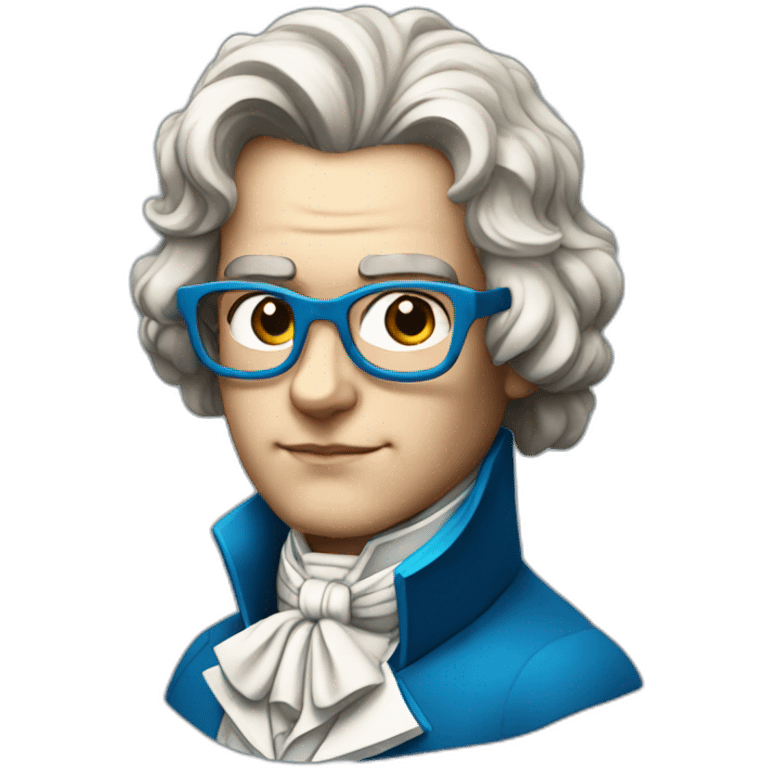 closeup of a young beethoven with blue glasses emoji