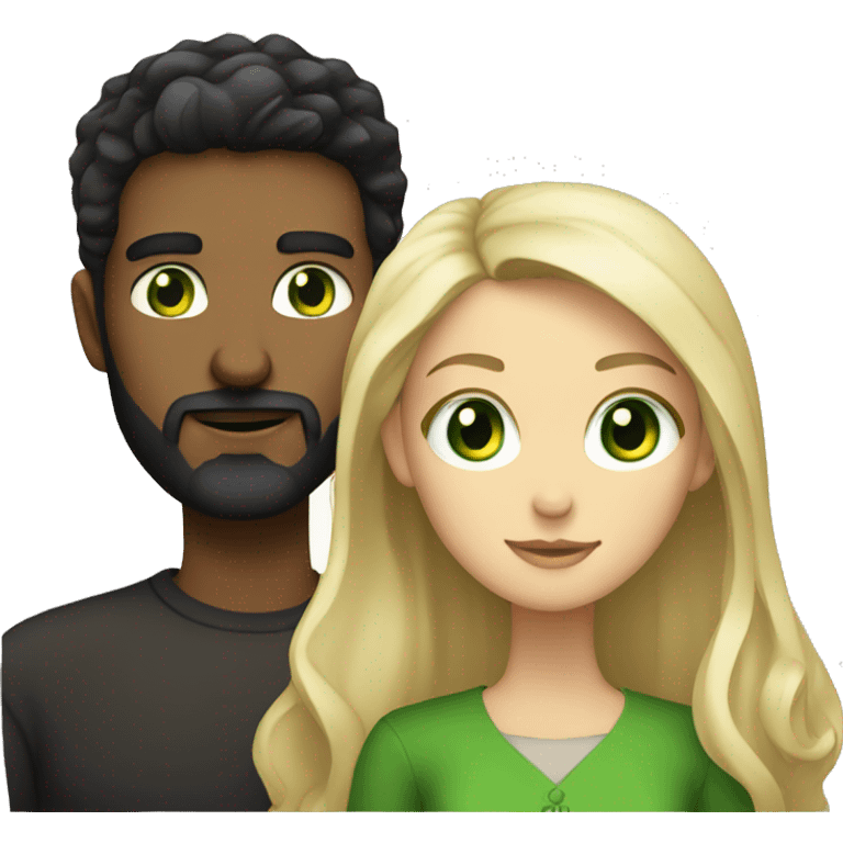 bearded dark haired guy and blonde girl with green eyes emoji