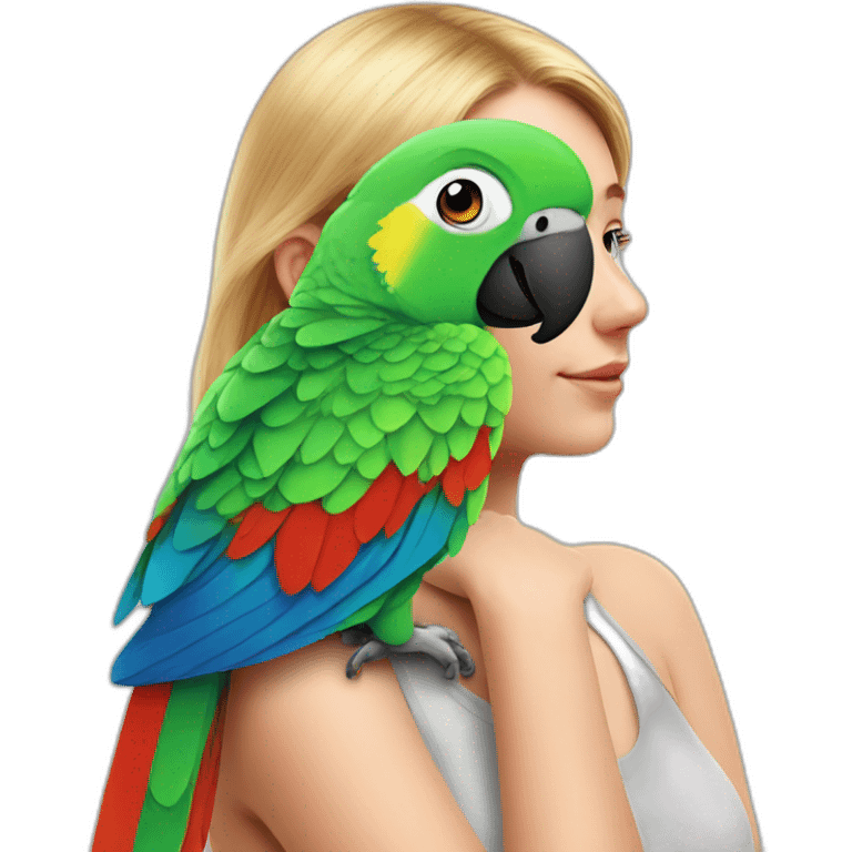 parrot on the girl's shoulder emoji