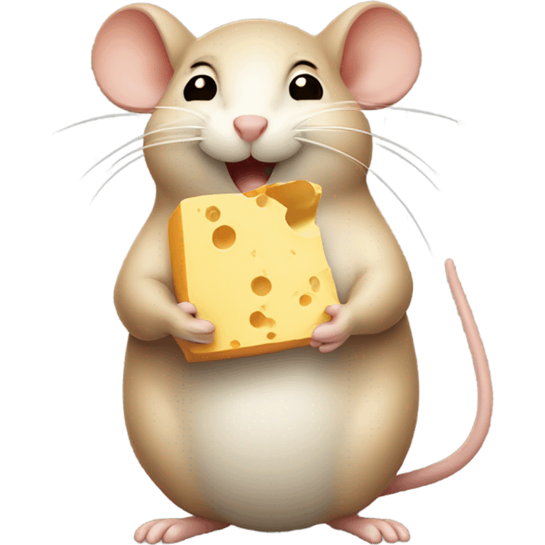 Fat brown mouse holding cheese emoji