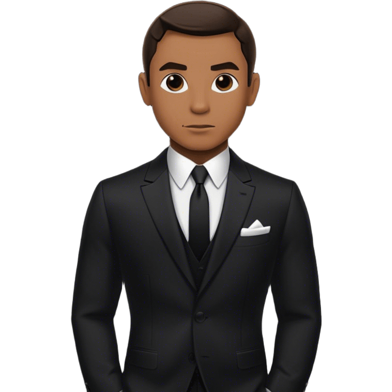 a james bond in a custom suit, black on black emoji