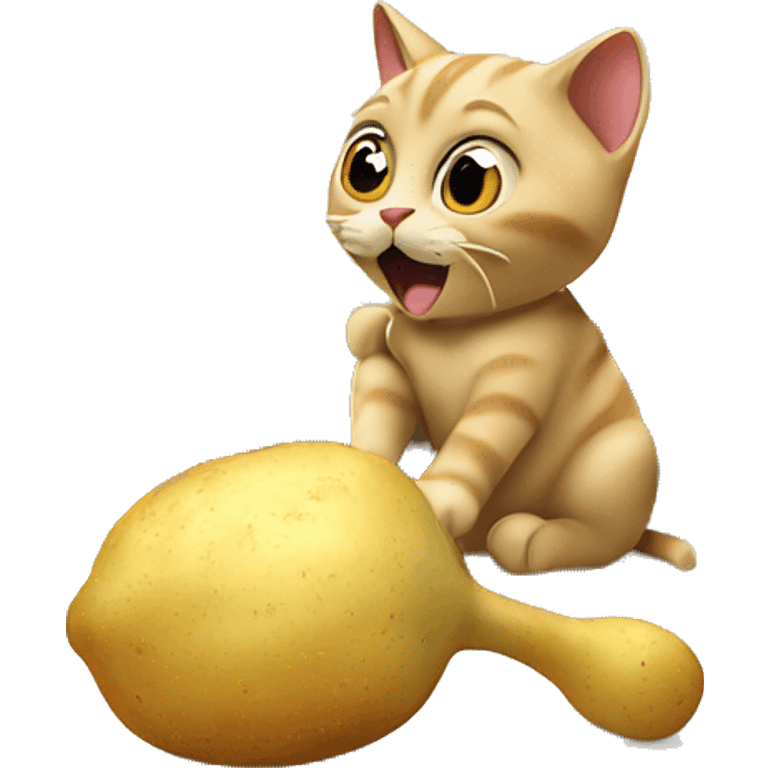 Cat eating potatoes on the Eiffel Tower  emoji