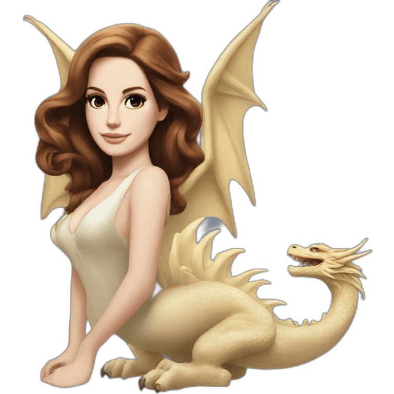 Lana Del Rey on the back of a dragon emoji