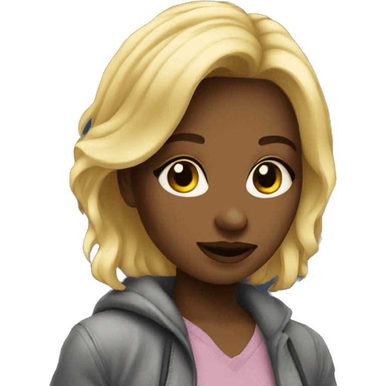 blonde girl in city night emoji