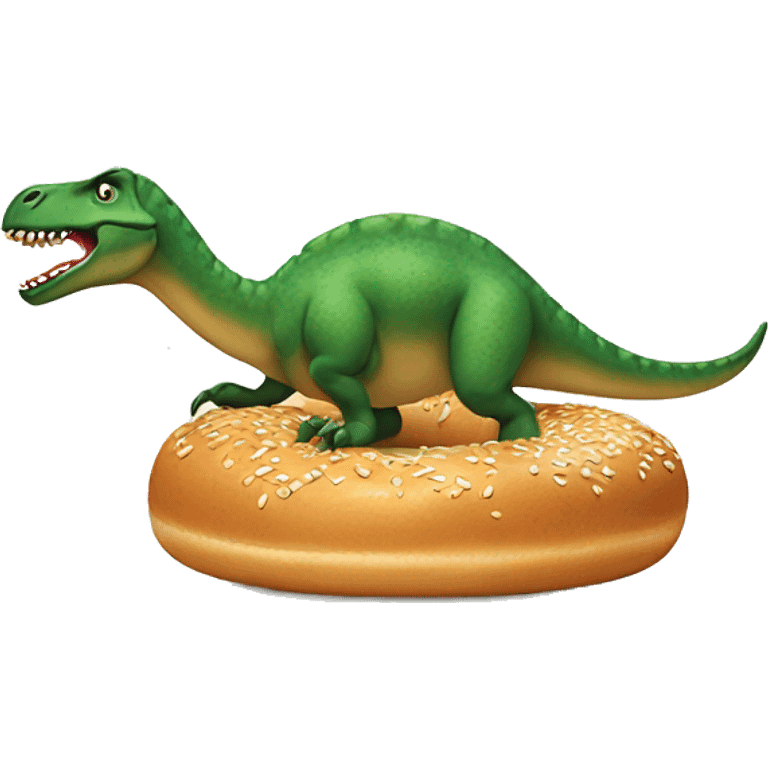 Dinosaur riding a bagel emoji